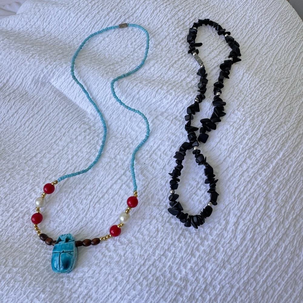 Turquoise and Black Beaded Necklaces